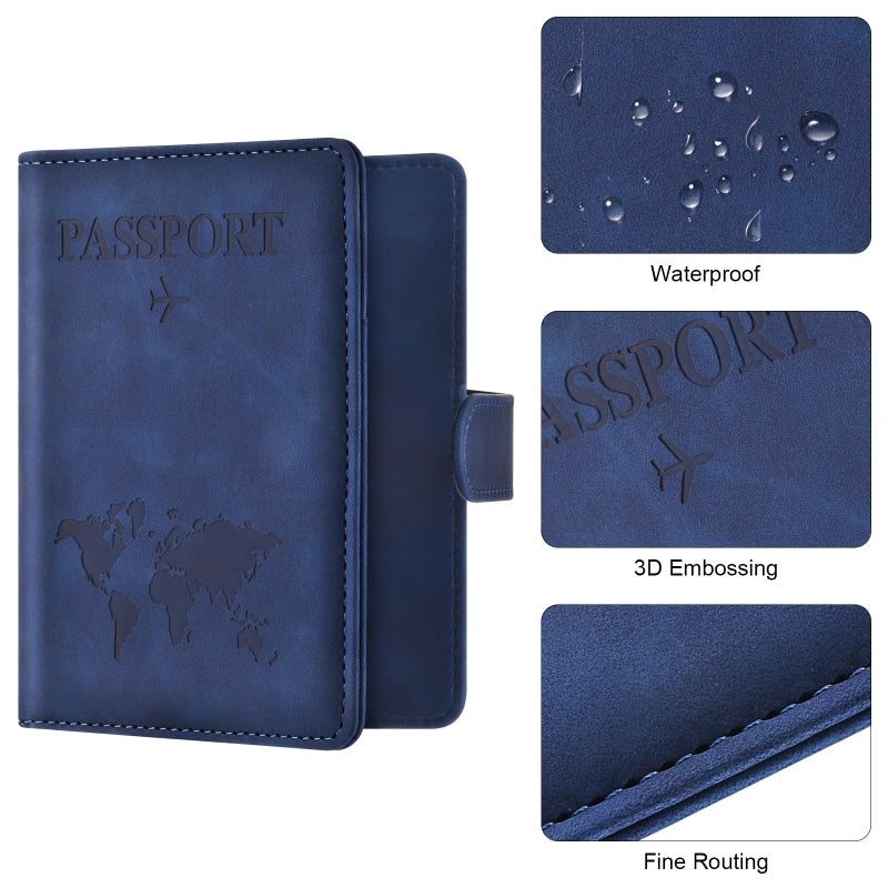 Eoehro Passport Holder for Travel Essentials, Passport Wallet Cover Case for Travel Must Haves Accessories,Passport Book Holders for Women and Men(dark blue) - Image 5