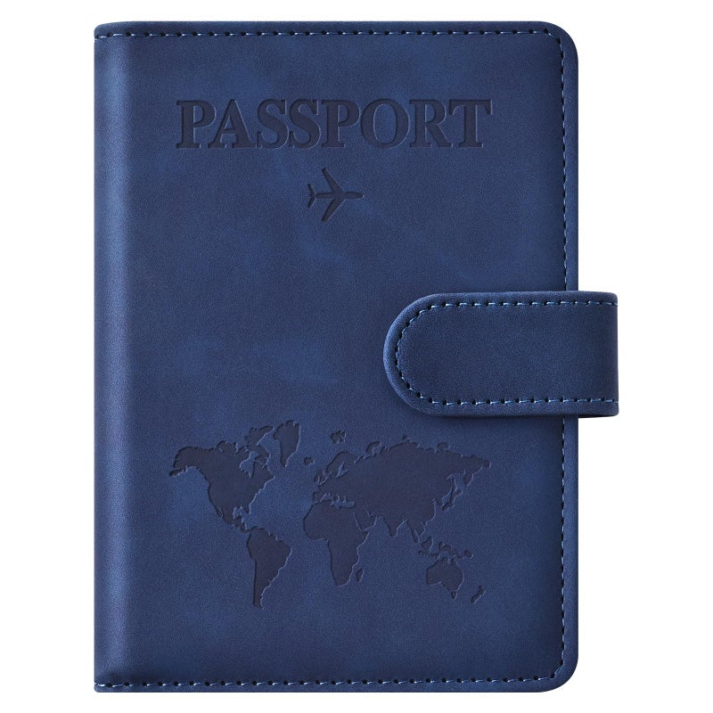 Eoehro Passport Holder for Travel Essentials, Passport Wallet Cover Case for Travel Must Haves Accessories,Passport Book Holders for Women and Men(dark blue) - Image 1