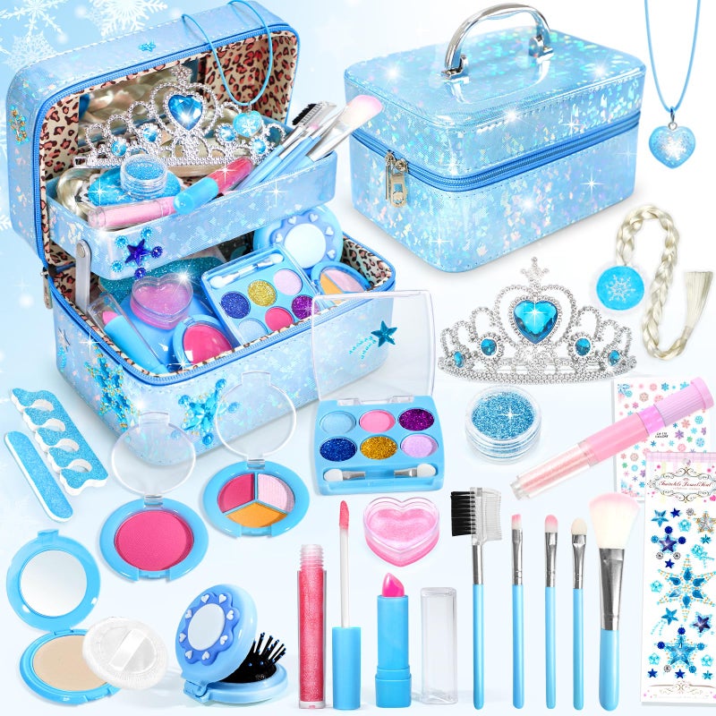 INNOCHEER Kids Makeup Kit for Girl Toys Frozen Toys for Girls Makeup Kit Washable Make Up for Kids Double Layer Frozen Makeup for Little Girls Gifts Toys for 3 4 5 6 7 8 9 10 11 12 Year Old Girls - Image 2