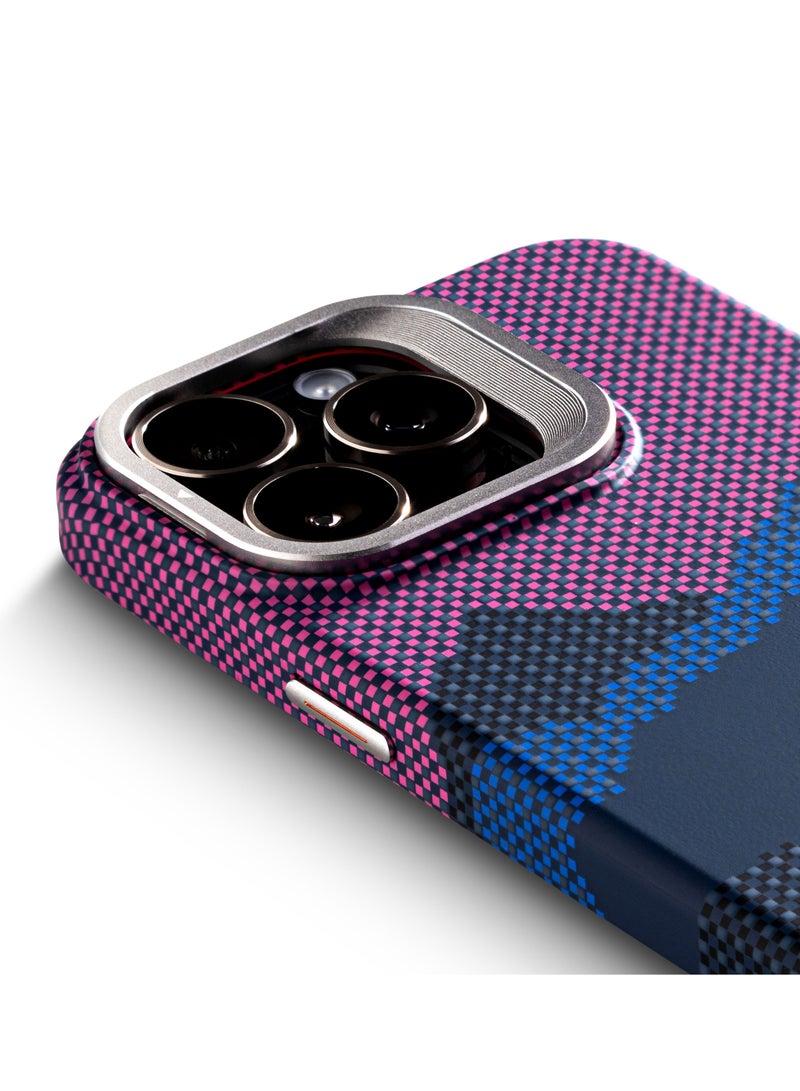 YNOT MagSafe carbon fiber protection case with camera stand for iPhone 15 Pro - Purple sunset - Image 5