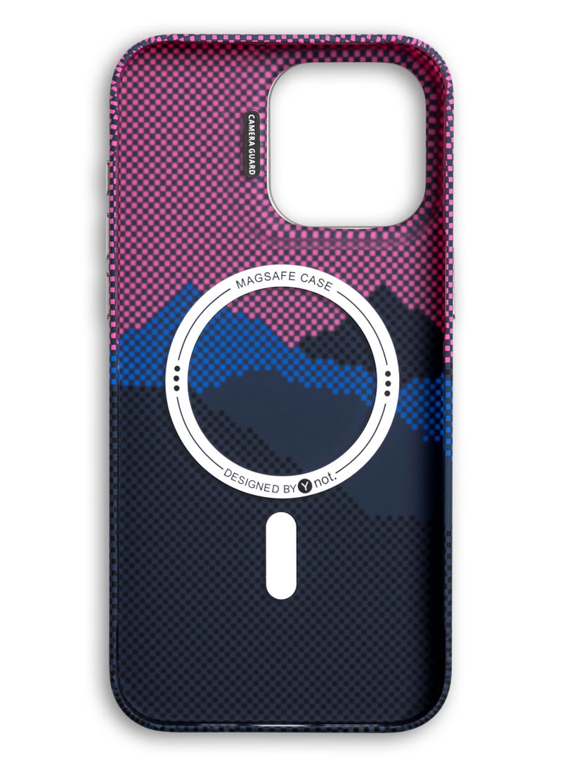 YNOT MagSafe carbon fiber protection case with camera stand for iPhone 15 Pro - Purple sunset - Image 3