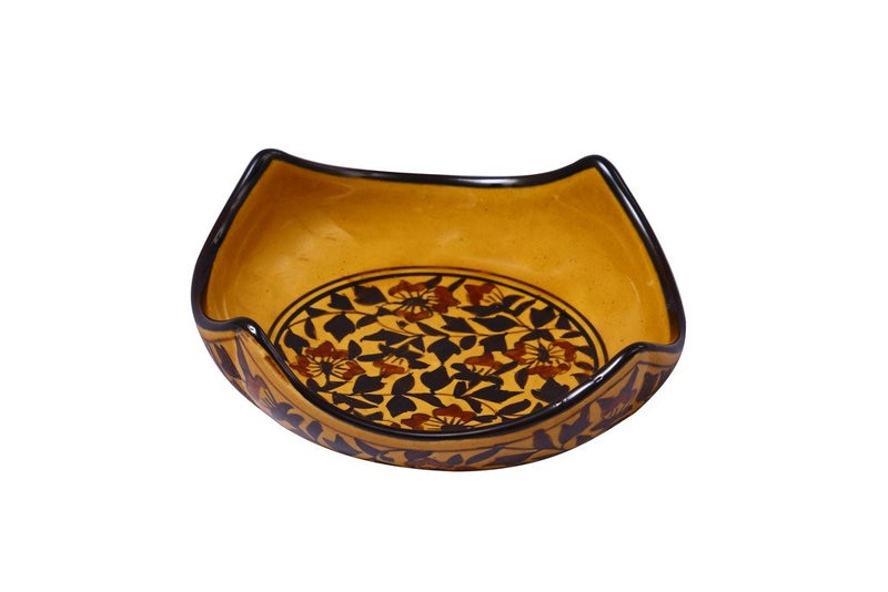 Caffeine Ceramic Handmade Brown Sehra Serving Bow 6.5l inch (Set of 1) - Image 1