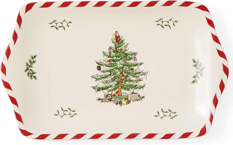 Spode Christmas Tree Peppermint Dessert Tray - Image 1