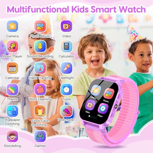 cjc HD Touchscreen Smartwatch for Girls Ages 4-12 - Includes 28 Games, Camera, Music, Pedometer - Fun & Educational Birthday Gift Idea (Purple) - Image 2
