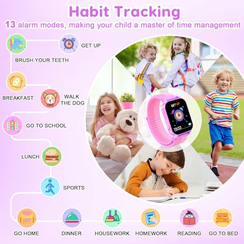 cjc HD Touchscreen Smartwatch for Girls Ages 4-12 - Includes 28 Games, Camera, Music, Pedometer - Fun & Educational Birthday Gift Idea (Purple) - Image 3