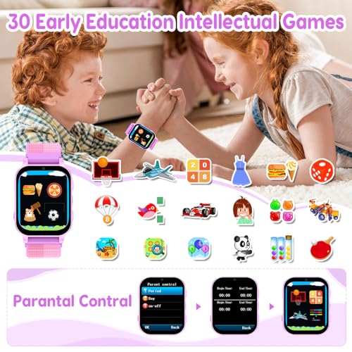 cjc HD Touchscreen Smartwatch for Girls Ages 4-12 - Includes 28 Games, Camera, Music, Pedometer - Fun & Educational Birthday Gift Idea (Purple) - Image 4