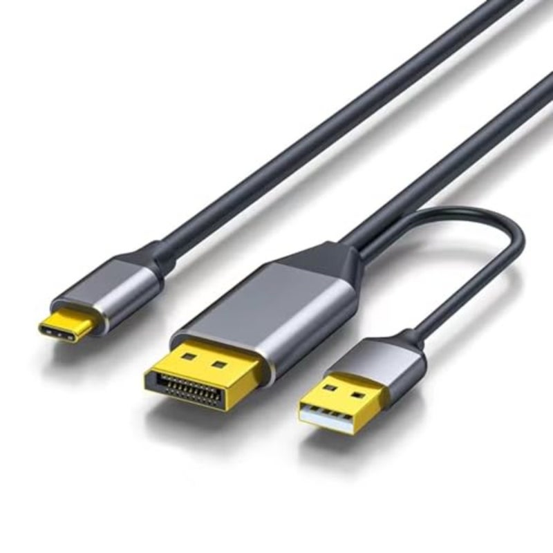 كابل محول DisplayPort إلى USB C 4K60 هرتز 6.6FT، محول DP ذكر إلى محول ذكر من النوع C، HDMI 2.0 متوافق مع Xreal Air، Nreal Air، Steam Deck Dock، PS5، Xbox، شاشة محمولة - Image 1