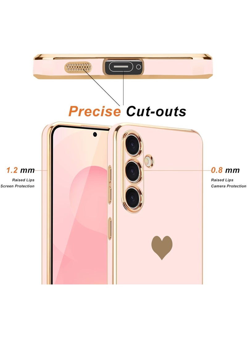 Beauenty For Samsung Galaxy S25 Edge Case Heart Luxury Bling Soft Back Cover Raised Full Camera Protection Bumper Silicone Shockproof Phone Case-Pink - Image 3