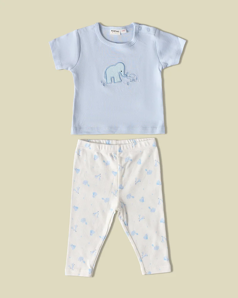 REDTAG Baby Boys Blue and White And 5 Piece Set