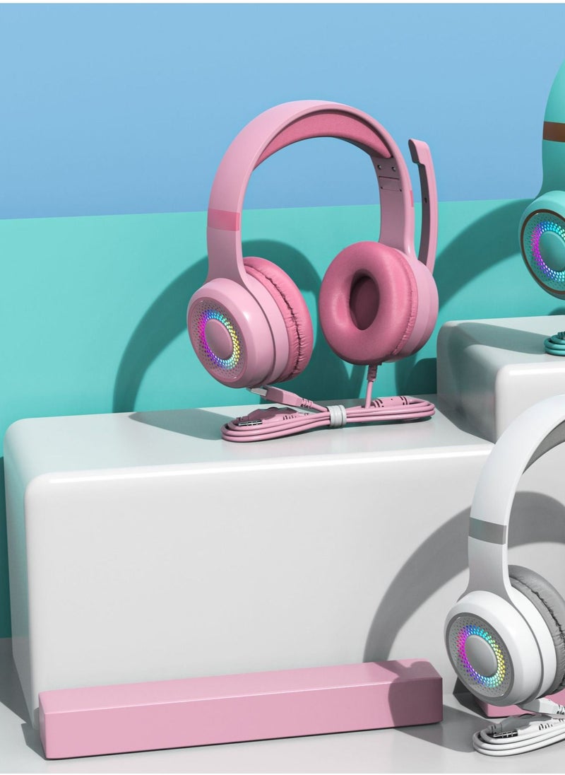 GULFLINK Head-mounted Headphones for Kids Teens Adults Pink  - Image 2