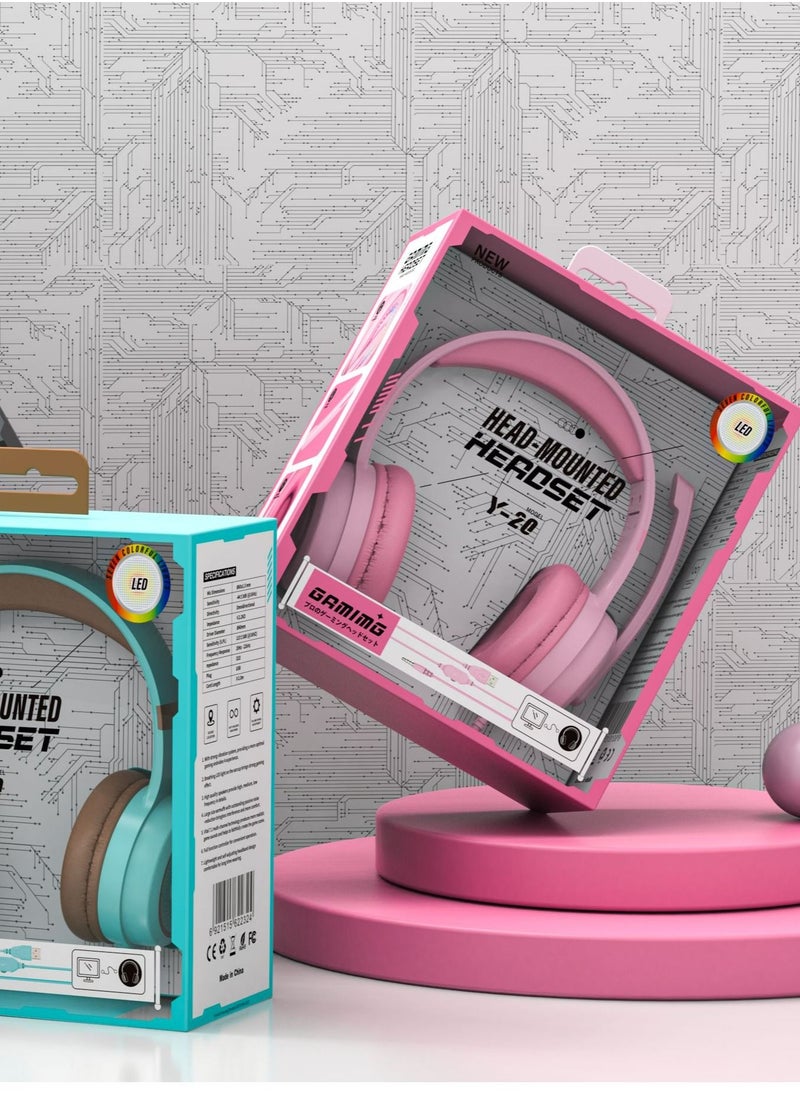 GULFLINK Head-mounted Headphones for Kids Teens Adults Pink  - Image 3