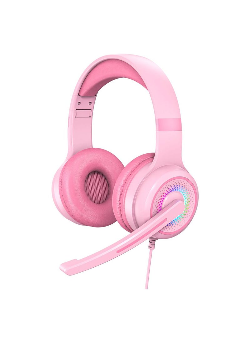 GULFLINK Head-mounted Headphones for Kids Teens Adults Pink  - Image 1