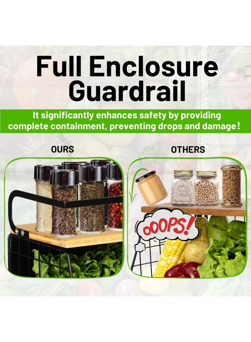 SYOSI Magnetic Shelf for Fridge with Wooden Lid, Large Storage Container for Fruits, Potatoes, Onions, and Spices, Pantry Organizer for Refrigerator, Kitchen Counter, and Cabinet - Image 3