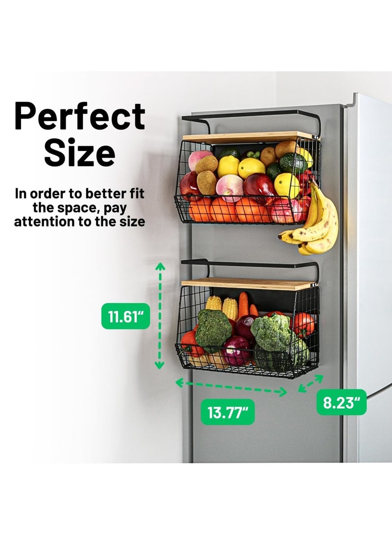 SYOSI Magnetic Shelf for Fridge with Wooden Lid, Large Storage Container for Fruits, Potatoes, Onions, and Spices, Pantry Organizer for Refrigerator, Kitchen Counter, and Cabinet - Image 5