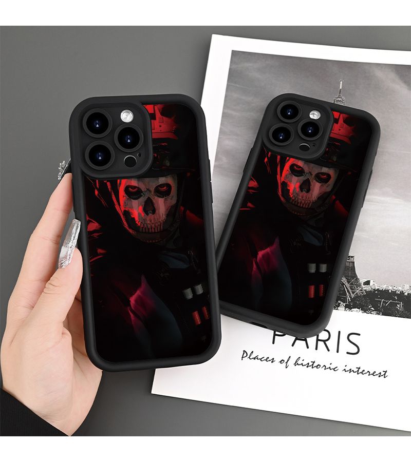 Black Protective Phone Case For iPhone 12 Pro Max Skull Mask Design - Image 1