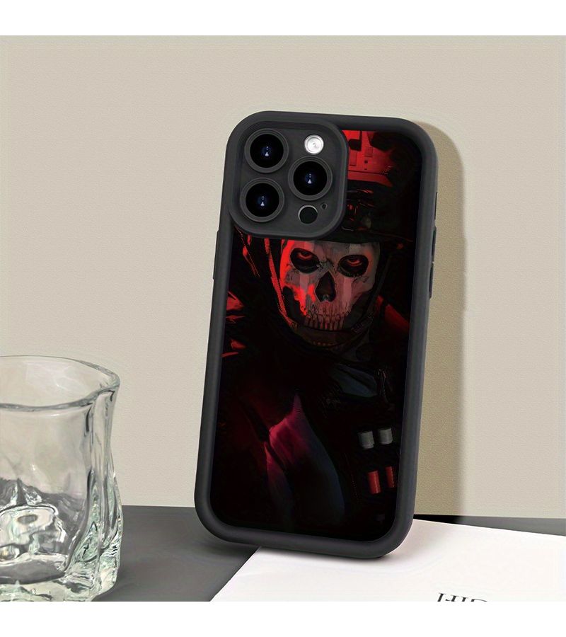 Black Protective Phone Case For iPhone 12 Pro Max Skull Mask Design - Image 3