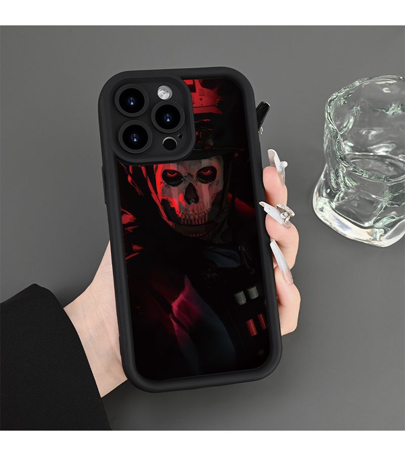Black Protective Phone Case For iPhone 12 Pro Max Skull Mask Design - Image 2