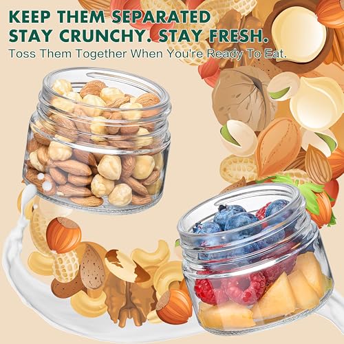 Danmu 2 Pack Overnight Oats Containers with Lids 16 oz,Dual-Layer Yogurt Parfait Cups with Lids,Meal Prep Containers Glass for Snack,Overnight Oats,Yogurt,Parfait,Salad Dishwasher Safe - Image 4