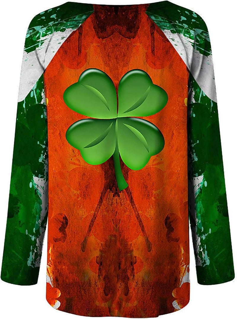 cheekyglo St Patricks Day Sweatshirts for Women Loose Long Sleeve Shirts Shamrock Print Blouse Saint Patricks Day Pullover Tops - Image 5