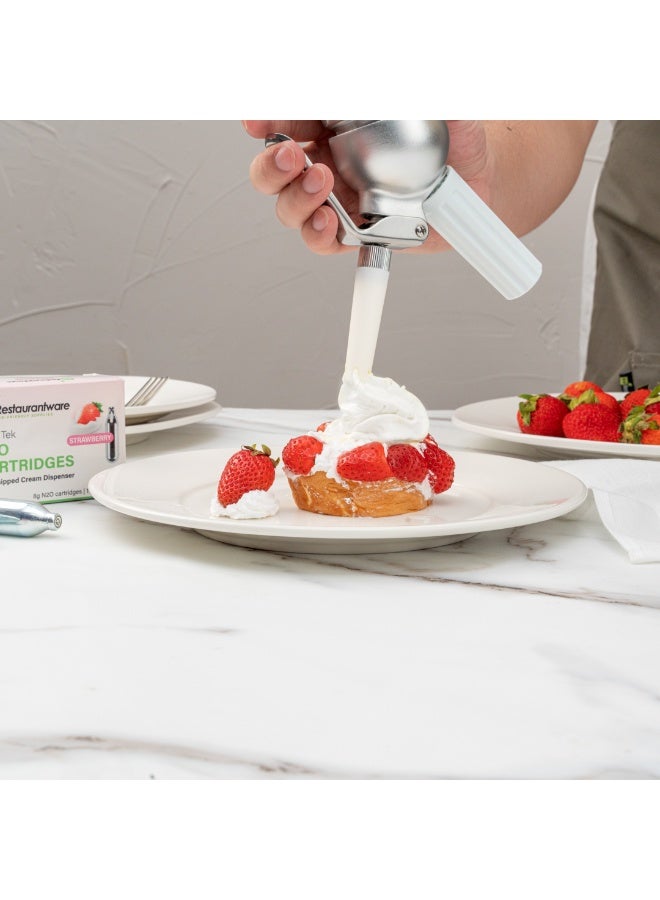 Restaurantware Whip Tek 8 Gram N2O Cartridges For Whipped Cream Dispensers, 100 Strawberry Whipped Cream Chargers - Dispensers Sold Separately, Leakproof, Carbon Steel Cream Cartridges, Easy to Use - Image 5