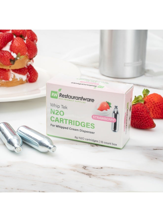 Restaurantware Whip Tek 8 Gram N2O Cartridges For Whipped Cream Dispensers, 100 Strawberry Whipped Cream Chargers - Dispensers Sold Separately, Leakproof, Carbon Steel Cream Cartridges, Easy to Use - Image 3
