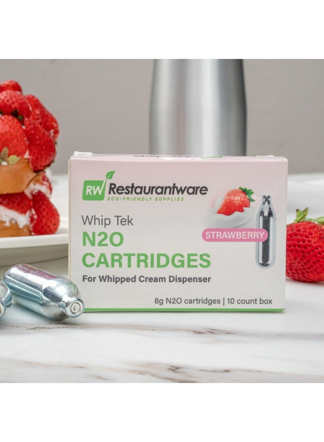 Restaurantware Whip Tek 8 Gram N2O Cartridges For Whipped Cream Dispensers, 100 Strawberry Whipped Cream Chargers - Dispensers Sold Separately, Leakproof, Carbon Steel Cream Cartridges, Easy to Use - Image 4