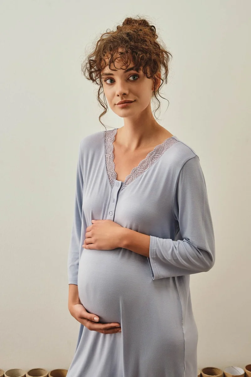 Hays Women's Pregnant Mother Modal Lace Detailed Nightgown