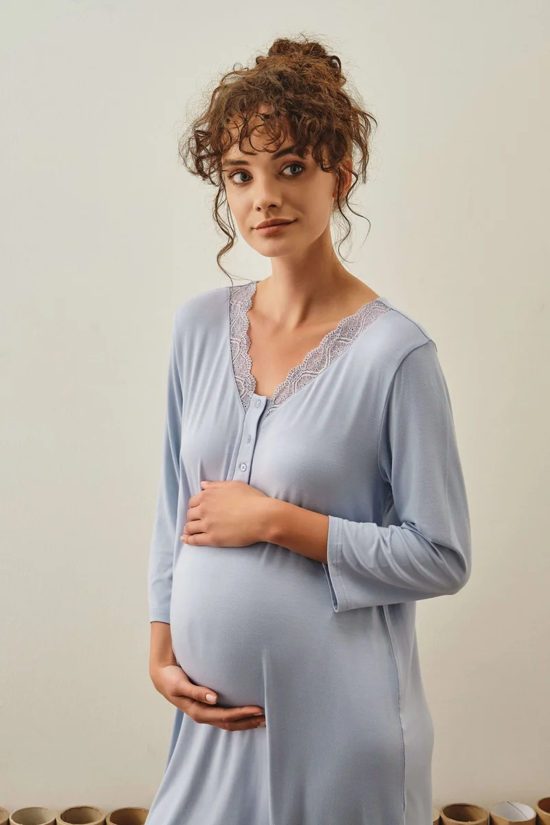Hays Women's Pregnant Mother Modal Lace Detailed Nightgown