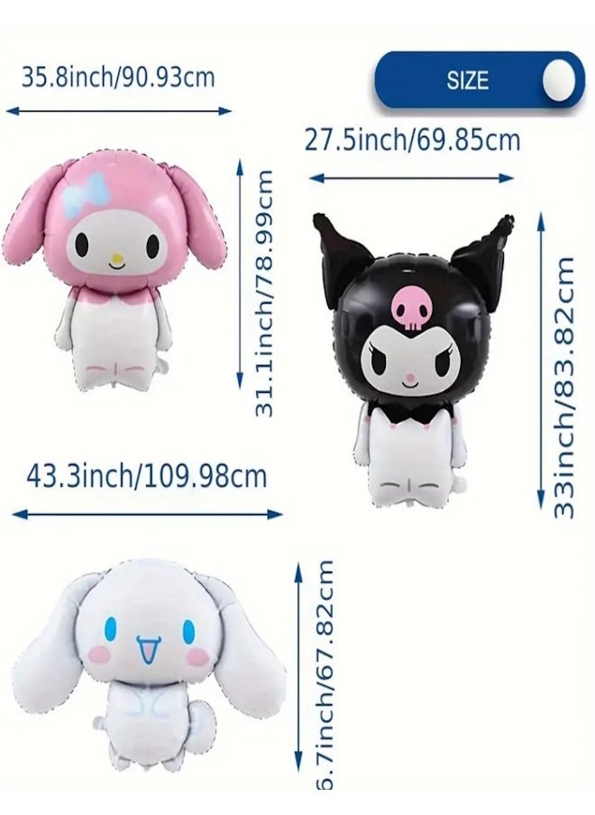 JOLLITY LLC Balloon Kawaii Anime Kuromi Melody Cinnamoroll Birthday Party Decoration Jumbo Balloons Cute Photo Prop 3 pcs - Image 3