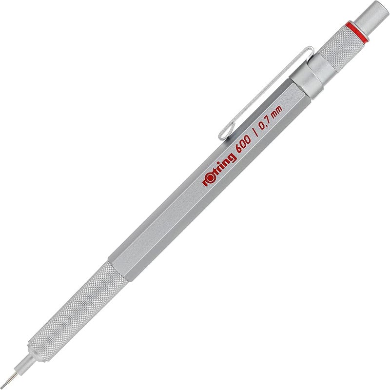 Rotring 1904444 600 Mechanical Pencil, 0.7 mm, Silver Barrel - Image 1