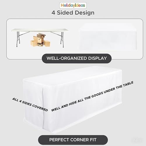 HolidayIdeas Fitted Tablecloths for 6 Foot Rectangle Table, Wrinkle Resistant Washable White Table Covers 30x72 Inch for Vendor Booth Display, Banquet, Trade Show, 4 Pcs - Image 4