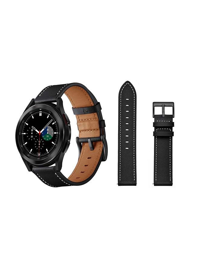 نيبمينينت سوار بديل من الجلد الطبيعي لساعة سامسونج جالاكسي 4 مقاس 42/46 مم أسود - Image 1