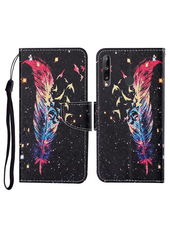 جرين تايجر جراب لهاتف Huawei P40 lite E بنمط رسم ملون، جراب جلدي قلاب أفقي مع حامل وفتحات للبطاقات ومحفظة وحبل - Image 1