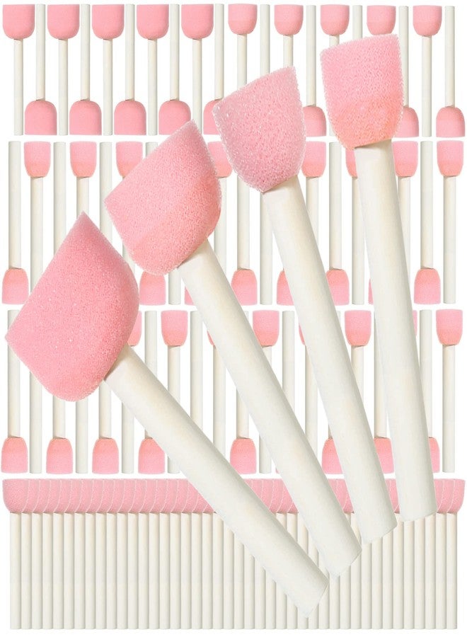 Harloon 100 Pcs 4 Assorted Sizes Round Sponge Paint Brush for Craft Painting Sponge Paint Tools for Art, Pink - Image 1