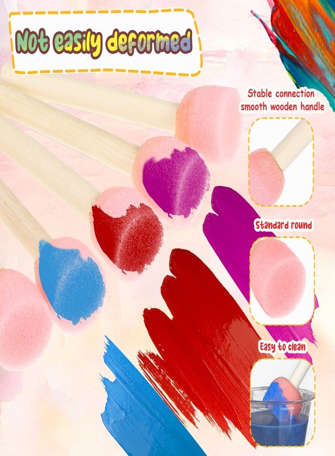 Harloon 100 Pcs 4 Assorted Sizes Round Sponge Paint Brush for Craft Painting Sponge Paint Tools for Art, Pink - Image 4
