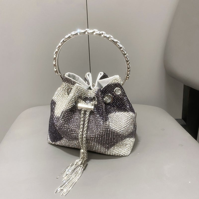 Women'S Bag Portable Shiny Colored Diamond Evening Bag Women'S Handbag Handmade Rhinestone Bucket Bag Full Of Diamonds - Image 5