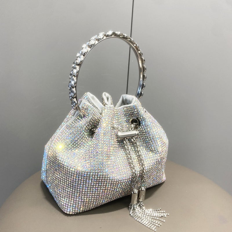 Women'S Bag Portable Shiny Colored Diamond Evening Bag Women'S Handbag Handmade Rhinestone Bucket Bag Full Of Diamonds - Image 1