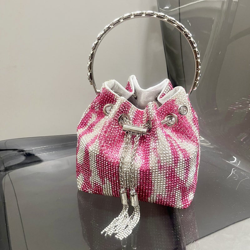 Women'S Bag Portable Shiny Colored Diamond Evening Bag Women'S Handbag Handmade Rhinestone Bucket Bag Full Of Diamonds - Image 3