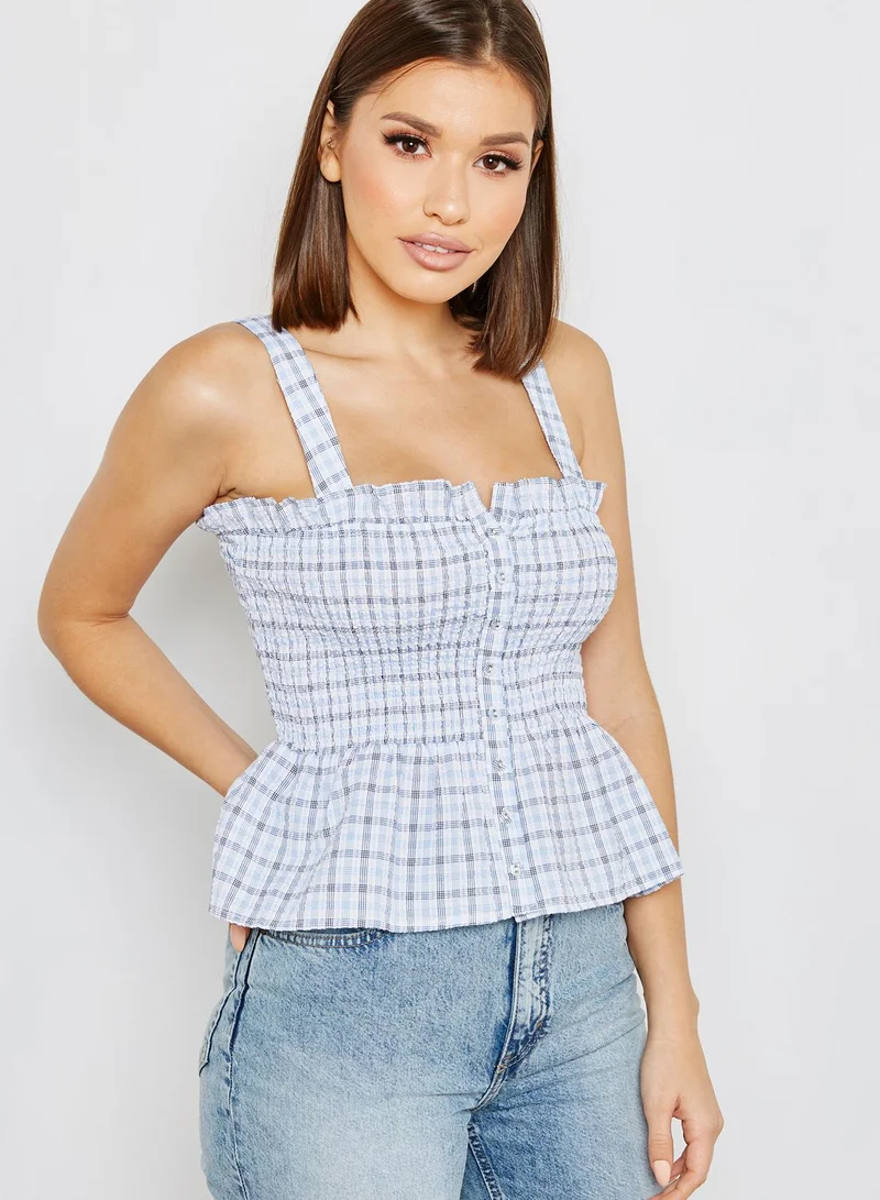 FOREVER 21 Smocked Peplum Top