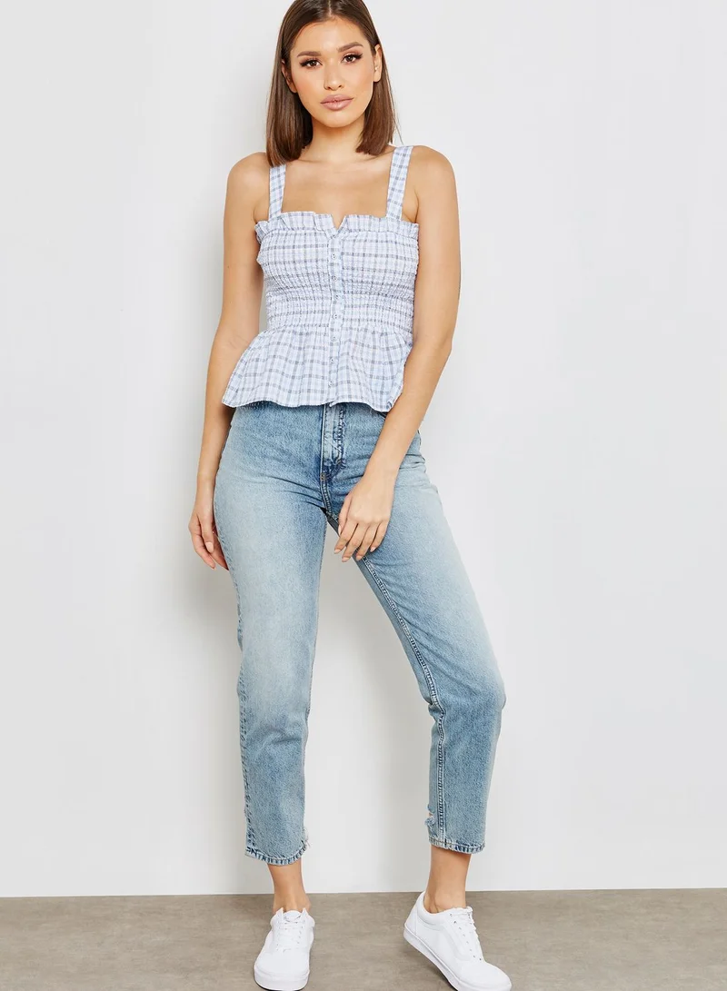 FOREVER 21 Smocked Peplum Top