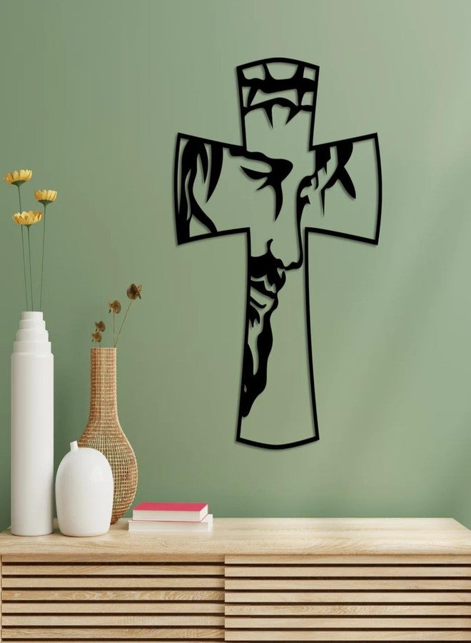 BLIND SHOPJesus on Cross Symbol Metal Wall Art | Religious Christian Wall Decor | Faith-Inspired Jesus Crucifix | Christian Home (50x36x1.5 CM) - Image 1