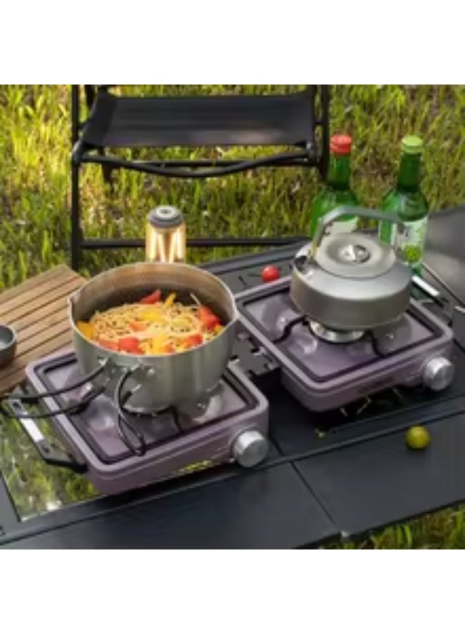 بلو فاير موقد غاز تخييم مزدوج الشعلة بقوة 8000 واط – موقد خارجي عالي اللهب قابل للطي برأسين، تصميم منفصل من سبائك الألمنيوم للرحلات والتخييم والشواء والطبخ في الهواء الطلق - Image 4