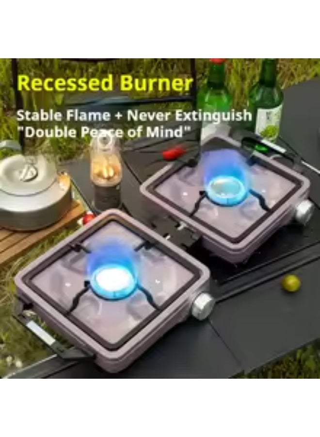 بلو فاير موقد غاز تخييم مزدوج الشعلة بقوة 8000 واط – موقد خارجي عالي اللهب قابل للطي برأسين، تصميم منفصل من سبائك الألمنيوم للرحلات والتخييم والشواء والطبخ في الهواء الطلق - Image 2