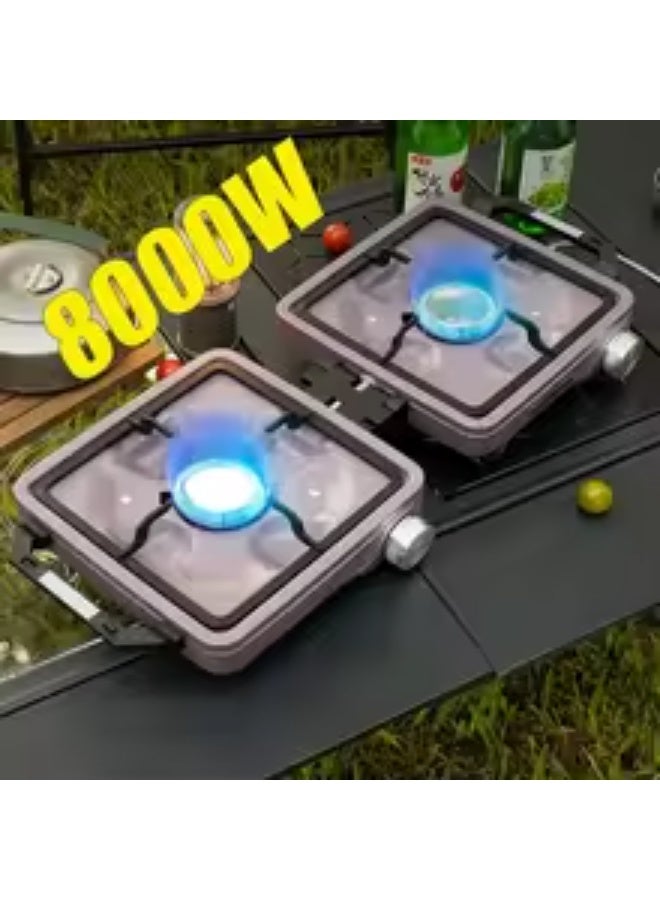 بلو فاير موقد غاز تخييم مزدوج الشعلة بقوة 8000 واط – موقد خارجي عالي اللهب قابل للطي برأسين، تصميم منفصل من سبائك الألمنيوم للرحلات والتخييم والشواء والطبخ في الهواء الطلق - Image 1