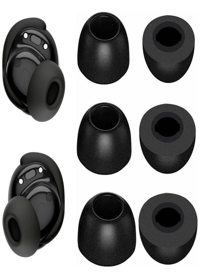 Replacement Memory Foam Ear Tips Compatible with Bose New QuietComfort Earbuds (2024 Released)/Timekettle M3 Translation Earbuds, Noise Canceling Foam Ear Tip,L/M/S 3 Size 3 Pairs,Black (2143PB)
