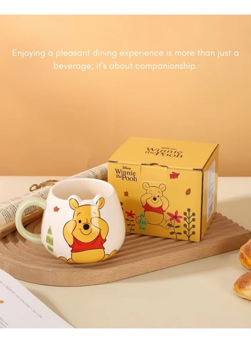 ديزني كوب سيراميك ويني ذا بوه – كوب قهوة كرتوني لطيف للأطفال والكبار، تصميم شخصية ثلاثي الأبعاد، كوب شاي سعة 480 مل، علبة هدايا فاخرة – هدية عيد ميلاد، قابلة للتحصيل، آمنة للاستخدام في الميكروويف - Image 3