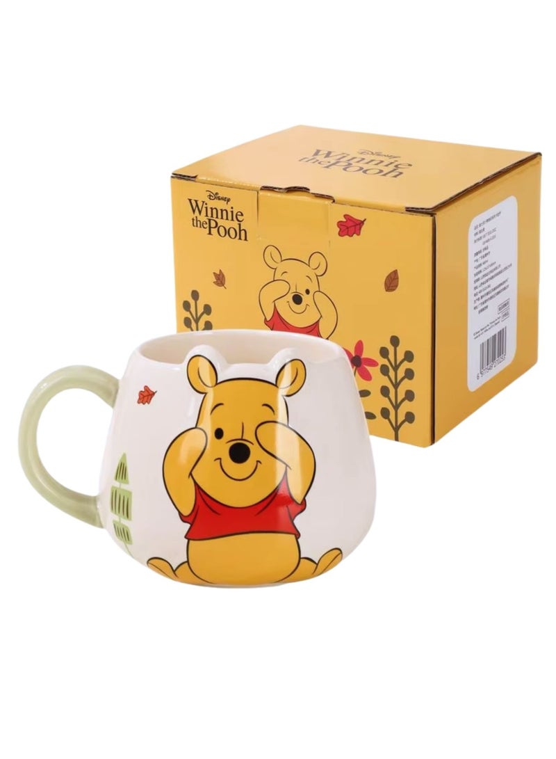 ديزني كوب سيراميك ويني ذا بوه – كوب قهوة كرتوني لطيف للأطفال والكبار، تصميم شخصية ثلاثي الأبعاد، كوب شاي سعة 480 مل، علبة هدايا فاخرة – هدية عيد ميلاد، قابلة للتحصيل، آمنة للاستخدام في الميكروويف - Image 1
