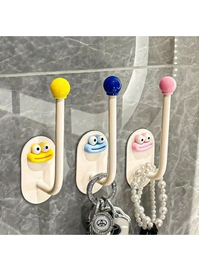 خطافات حائط صفراء لاصقة لتعليق المعاطف منظف تخزين غرفة النوم - Image 1