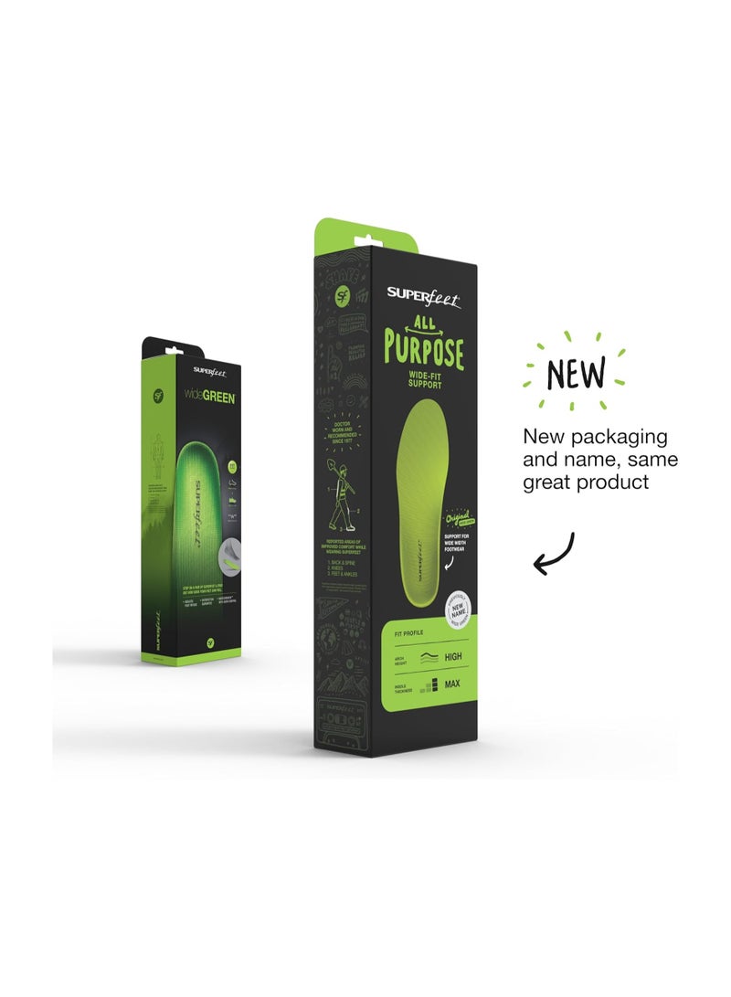 SUPERfeet Superfeet ALL-PURPOSE WIDE-FIT SUPPORT Men's E-9.5-11 Women's 10.5-12 Insoles  - Image 5