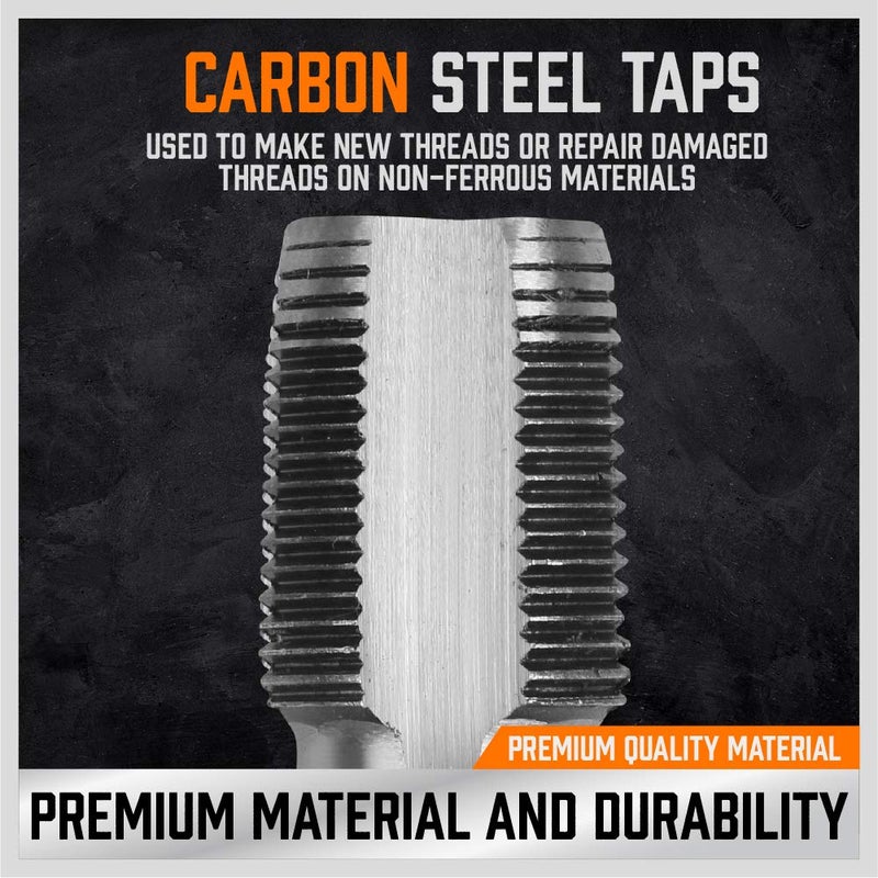 HORUSDY 5-Piece NPT Pipe Tap Kit with Heavy-Duty Storage Case, Premium Carbon Steel Threading Tools, 1/8"â€“3/4" Tapered Pipe Taps for Fast, Clean & Reliable Plumbing Repairs - Image 5